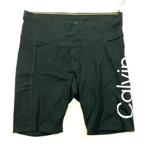 New Calvin Klein Performance High Waist Logo Bike Shorts Black